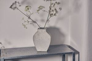 Art vase created by the Prague artist Petra Svejdarova a.k.a. Prasklo. Used materials are recycled glass and raw concrete without any plastificators.